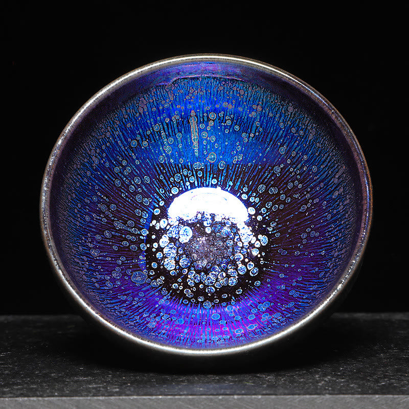 Buddha Stones Chinese Jianzhan Blue Colorful Glaze Ceramic Teacup Tenmoku Kung Fu Tea Cup With Gift Box - image 0