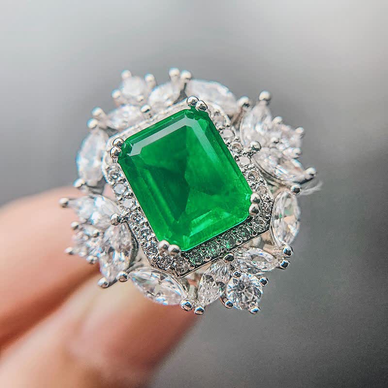 Buddha Stones Emerald Crystal Red Corundum Confidence Courage Ring Earrings Necklace Pendant - Green - Ring - image 1
