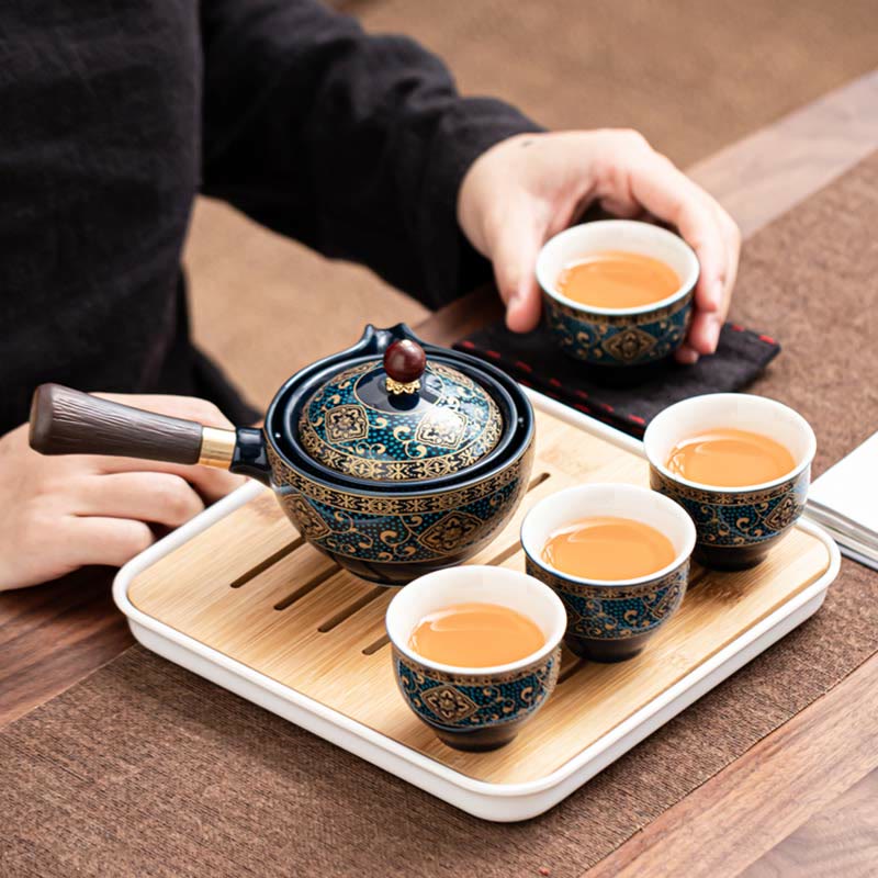 Buddha Stones Chinese Gongfu Tea Set Design Ceramic Teapot Portable Gift Bag - image 0