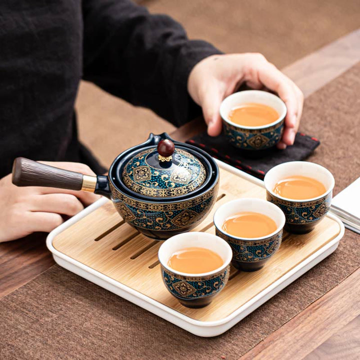 Buddha Stones Chinese Gongfu Tea Set Design Ceramic Teapot Portable Gift Bag - image 0