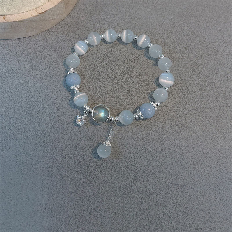 Buddha Stones Cat's Eye Moonstone Butterfly Star Charm Support Bracelet - image 19