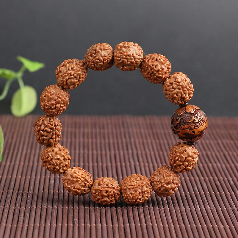 Buddha Stones Tibet Rudraksha Bodhi Seed PiXiu Copper Coin Wealth Luck Bracelet - image 7