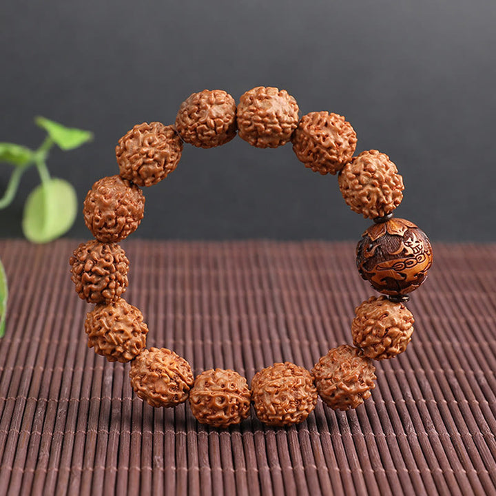 Buddha Stones Tibet Rudraksha Bodhi Seed PiXiu Copper Coin Wealth Luck Bracelet - image 7