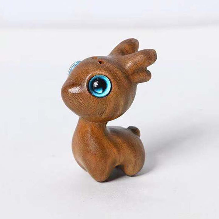 Buddha Stones Green Sandalwood Small Leaf Red Sandalwood Cute Cat Animals Soothing Peace Decoration - Green Sandalwood Deer - image 23