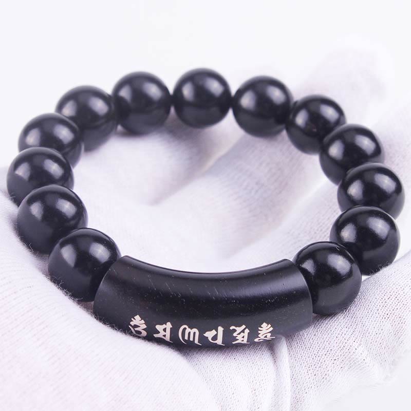 Buddha Stones 999 Sterling Silver Ebony Wood Om Mani Padme Hum Inlaid Balance Bracelet - image 5