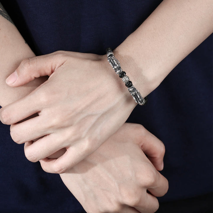 Buddha Stones 999 Sterling Silver Double Dragon Luck Handmade Braided Bracelet - image 5