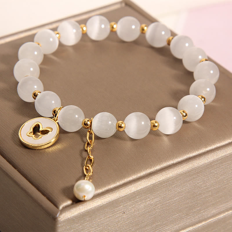 Buddha Stones Cat's Eye Butterfly Charm Love Bracelet - image 5