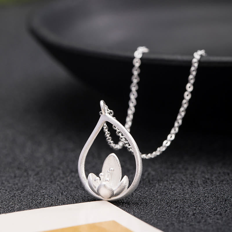 Buddha Stones 925 Sterling Silver Lotus Flower Floral Enlightenment Necklace Pendant - image 4