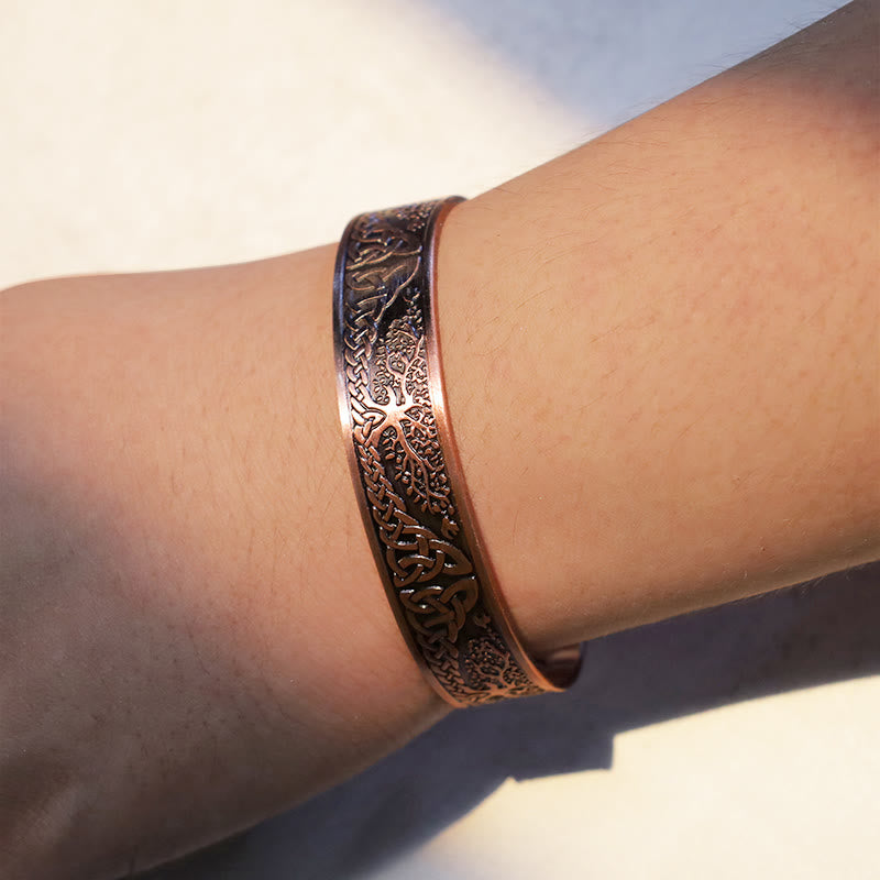 Buddha Stones Lucky Tree Of Life Balance Magnetic Adjustable Cuff Bracelet Bangle - image 4