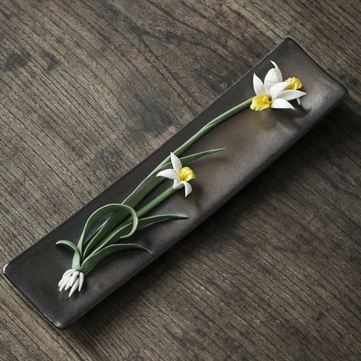 Buddha Stones Lotus Peony Rose Flower Ceramic Spiritual Incense Burner - White Orchid - image 10