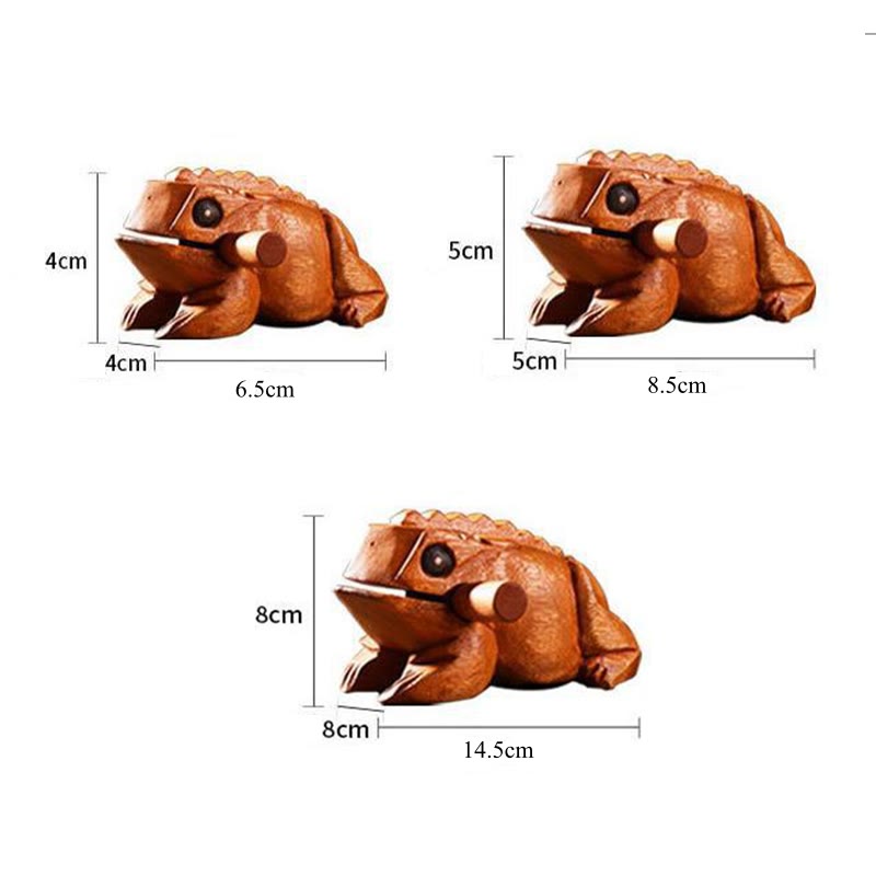 Buddha Stones Handcrafted FengShui Wealth Luck Frog Mini Wooden Croaking Frog Guiro Decoration - image 15