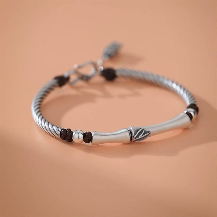 Buddha Stones 999 Sterling Silver Bamboo Pattern Cicada Luck Wealth Bracelet - image 12