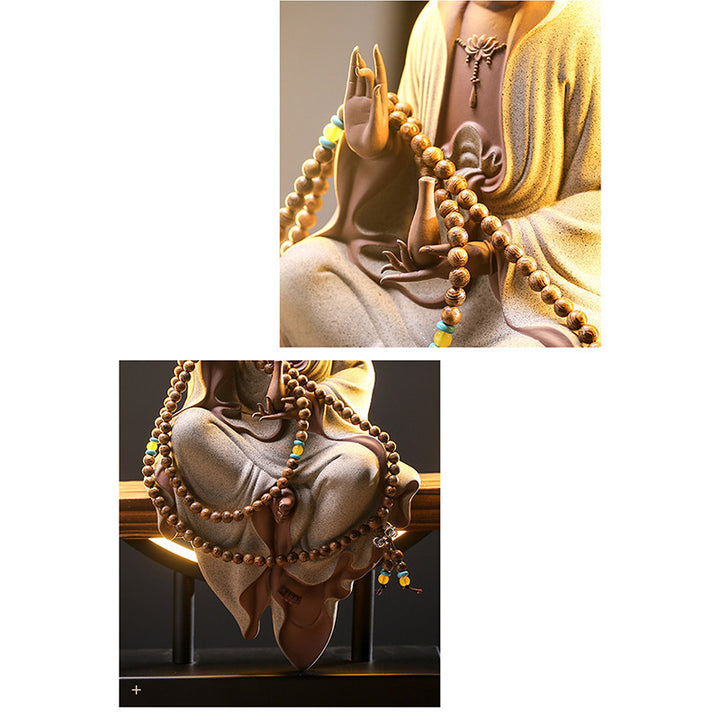 Buddha Stones Buddha Avalokitesvara Ceramic Lotus Relaxation Incense Burner Decoration - image 16