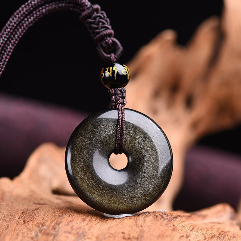 Buddha Stones Tibetan Obsidian Protection Necklace - Gold Sheen Obsidian - image 7
