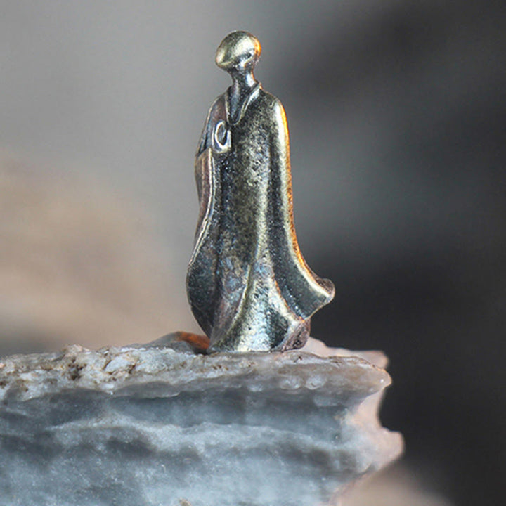 Buddha Stones Mini Meditation Buddha Metal Monk Serenity Home Decoration - image 6