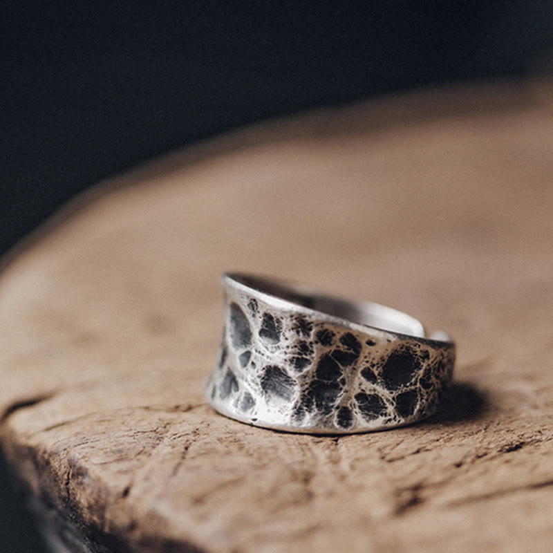 Buddha Stones 925 Sterling Silver Bump Texture Design Protection Ring - image 2