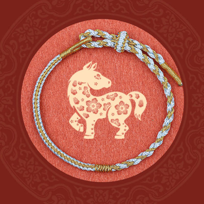 Buddha Stones Handmade Chinese Zodiac Rabbit Rooster Rat Horse Dragon Protection Braid String Bracelet - Light Blue(Wrist Circumference 14-19cm) - image 12