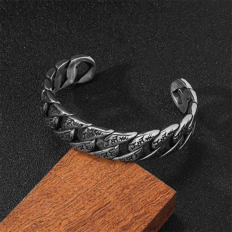 Buddha Stones Tibetan Om Mani Padme Hum Mantra Titanium Steel Peace Cuf Bangle Bracelet - image 2