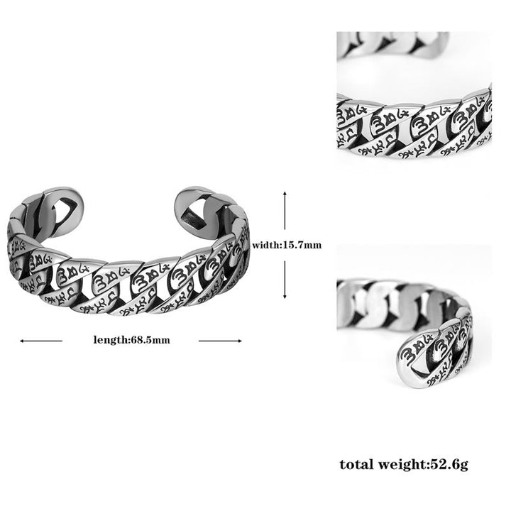 Buddha Stones Tibetan Om Mani Padme Hum Mantra Titanium Steel Peace Cuf Bangle Bracelet - image 7