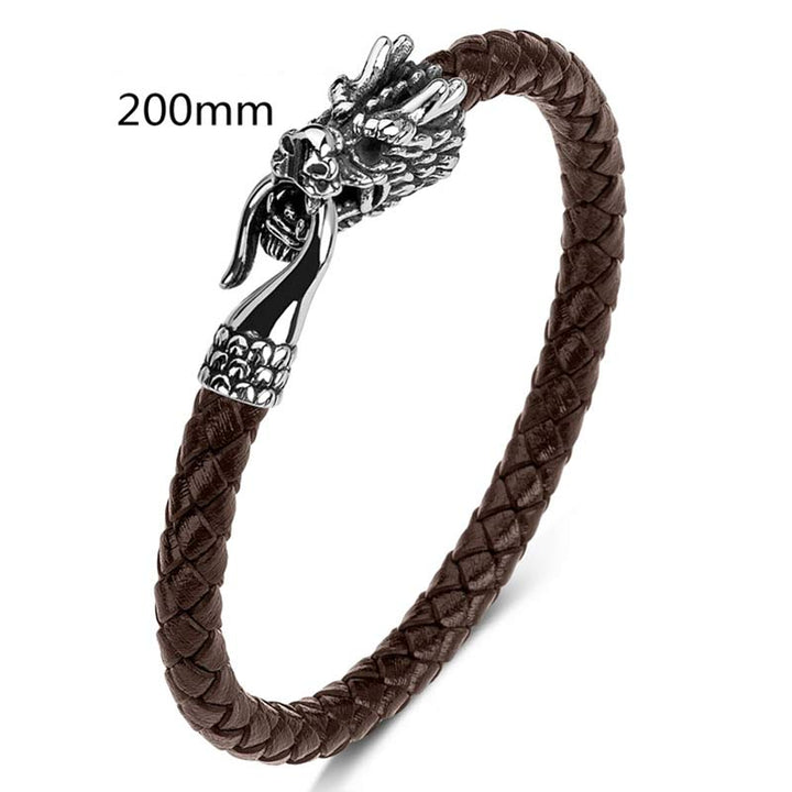 Buddha Stones Dragon Titanium Steel Protection Luck Bracelet - Brown - 200mm - image 23