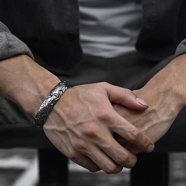 Buddha Stones 999 Sterling Silver 990 Gold Koi Fish Luck Wealth Success Bracelet Bangle - image 5