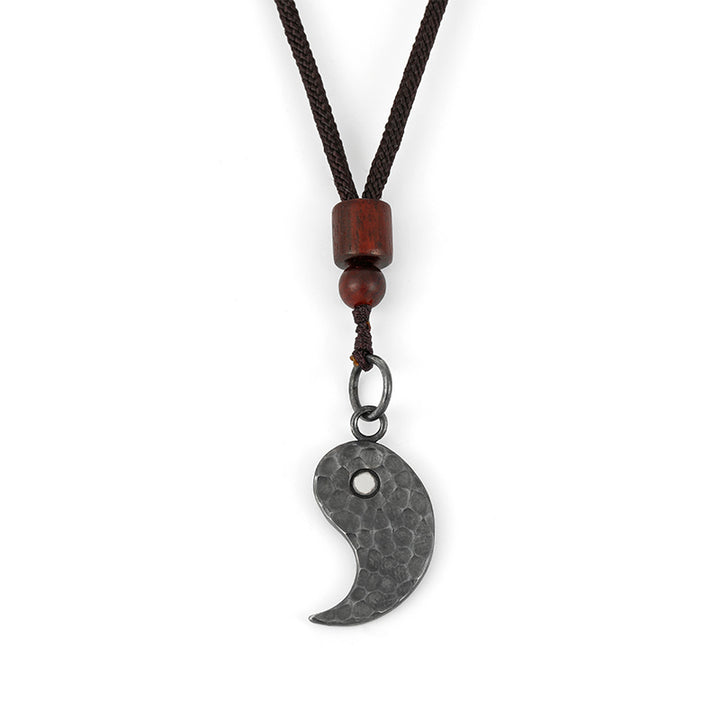 Buddha Stones 990 Sterling Silver Yin Yang Balance Harmony Necklace Pendant - Yin - image 5