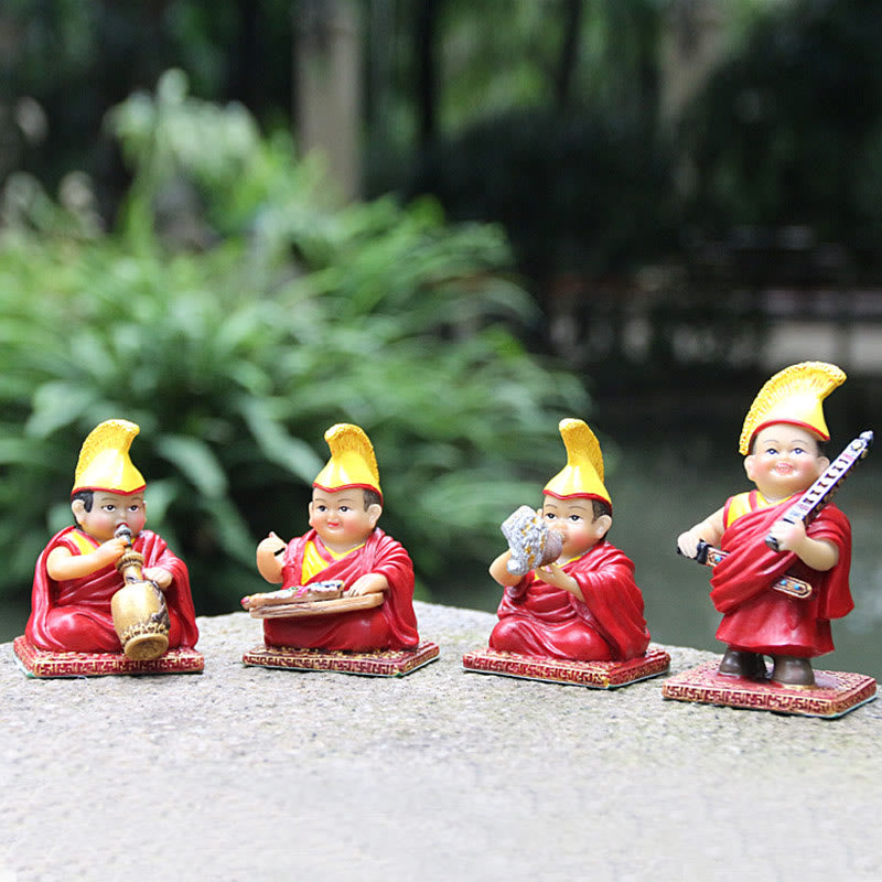 Buddha Stones Hand Painted Tibetan Lama Figures Carved Creative Home Office Car Decoration Ornament - image 1