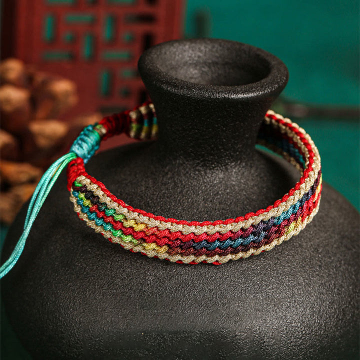 Buddha Stones Tibet Handmade Rainbow Multicolored Protection Braided String Bracelet - image 8
