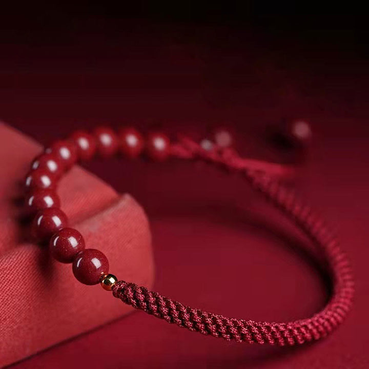 Buddha Stones Natural Cinnabar King Kong Knot Blessing String Bracelet - image 3