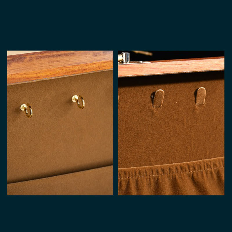 Antique Handmade Rosewood Jewelry Storage Box Lockable Large Double Layer Flower Wooden Gift Organizer Box - image 12