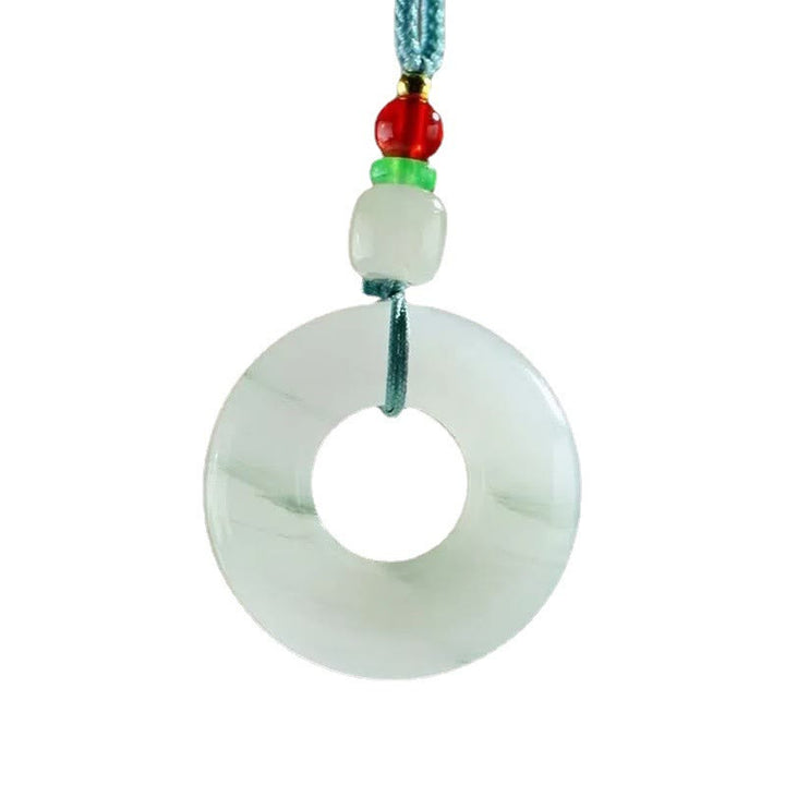 Buddha Stones Natural Jade Peace Buckle Prosperity Necklace Pendant - image 11