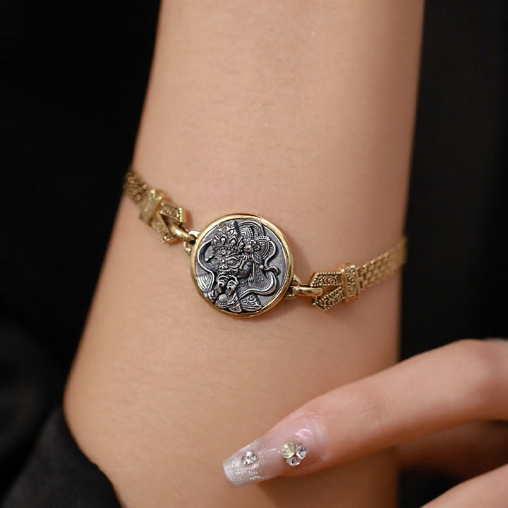 Buddha Stones Tibetan 925 Sterling Silver Zakiram Goddess of Wealth Blessing Protection Bracelet - image 3