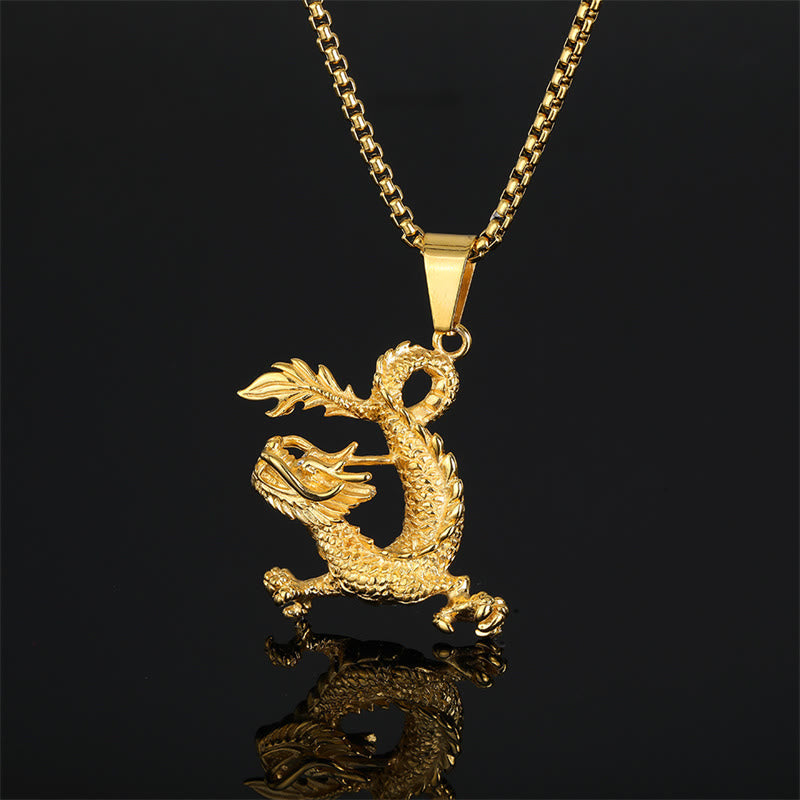 Buddha Stones Dancing Dragon Pattern Luck Necklace Pendant - Dragon(Protection♥Success) - image 0