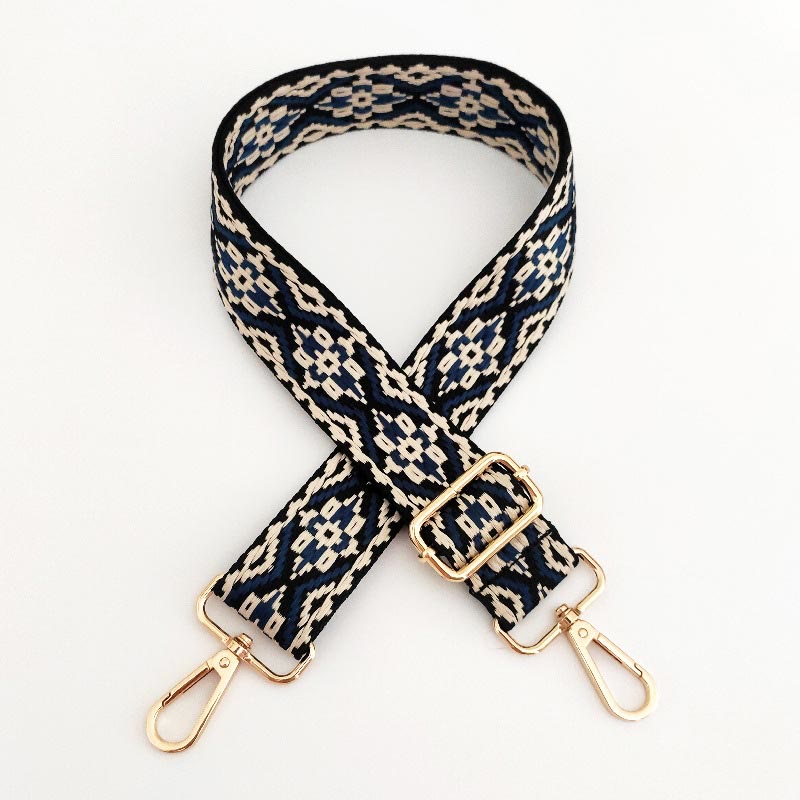 Buddha Stones Multicolor Embroidered Shoulder Bag Straps - Beige Dark Blue - image 8