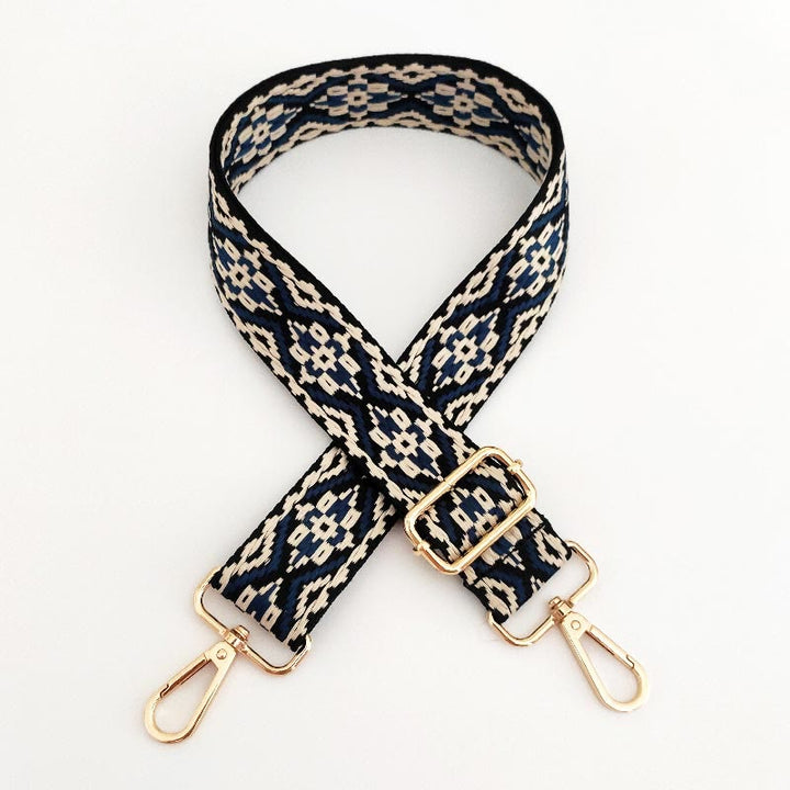 Buddha Stones Multicolor Embroidered Shoulder Bag Straps - Beige Dark Blue - image 8