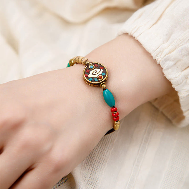 Buddha Stones Tibetan Turquoise Om Mani Padme Hum Protection Strength Bracelet - Auspicious Cloud Beads - image 10