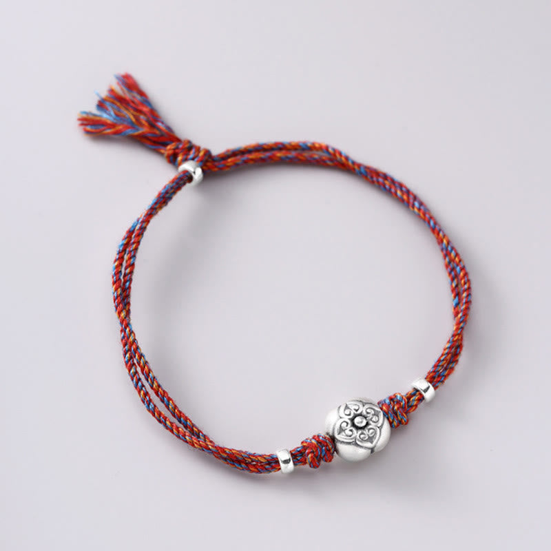 Buddha Stones 999 Sterling Silver Persimmon Luck Multicolored Braided Bracelet - image 19