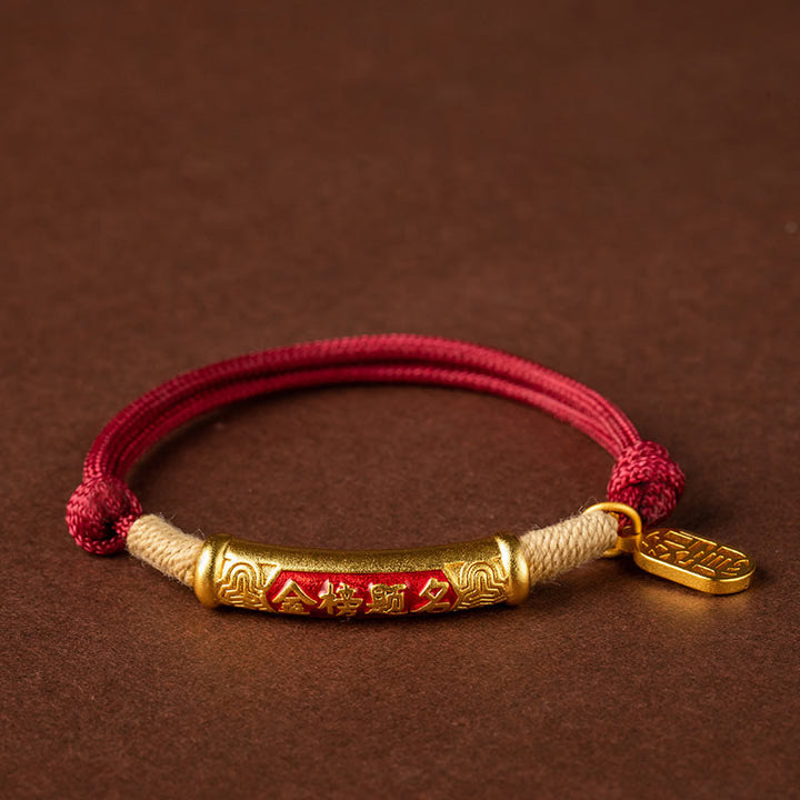 Buddha Stones 999 Sterling Silver Tibet Handmade Om Mani Padme Hum Fu Character TopRank Character Luck Braided Bracelet - Copper TopRank Character - Red Rope(Wrist Circumference 15-19cm) - image 12