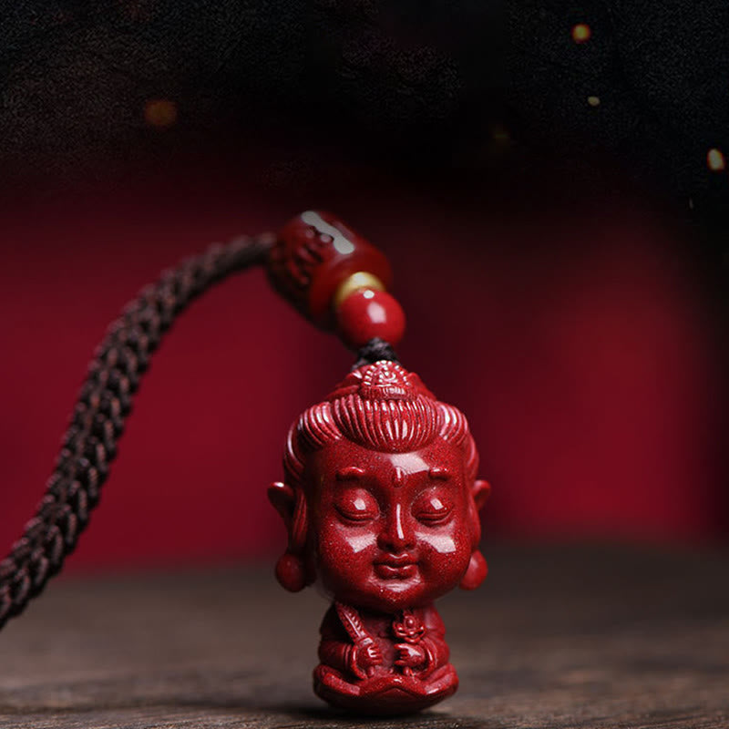 Buddha Stones Chinese Zodiac Natal Buddha Natural Cinnabar Amulet Keep Away Evil Spirits Necklace Pendant - image 6