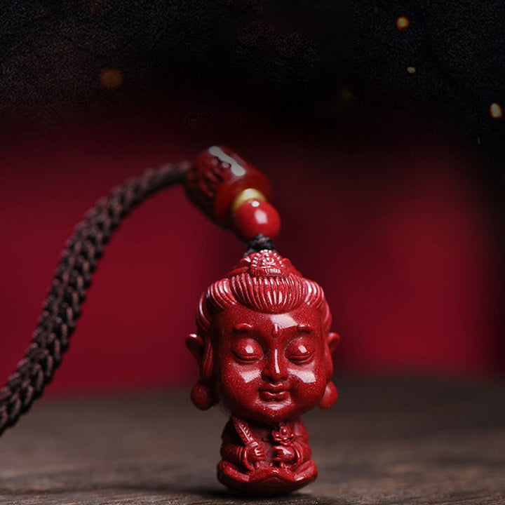 Buddha Stones Chinese Zodiac Natal Buddha Natural Cinnabar Amulet Keep Away Evil Spirits Necklace Pendant - image 6