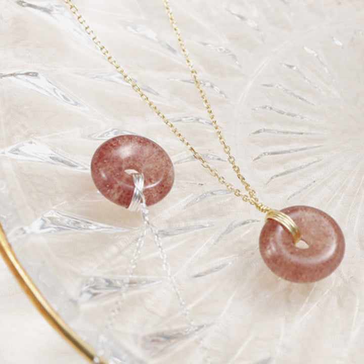 Buddha Stones 925 Sterling Silver Strawberry Quartz Healing Positive Necklace - image 11