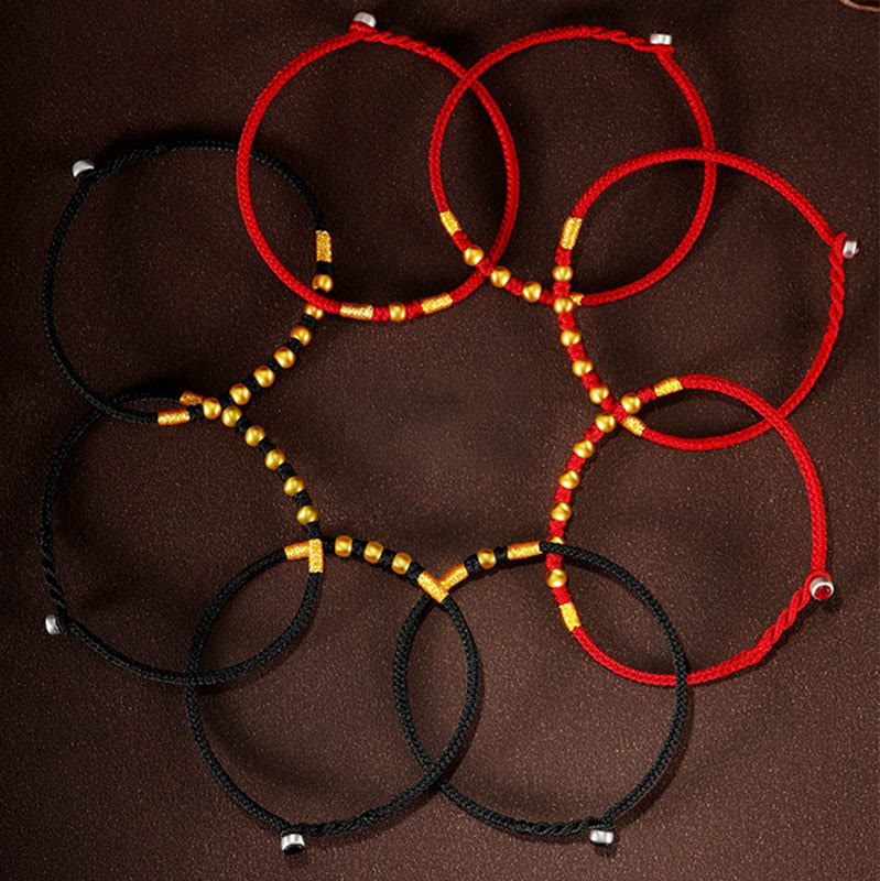 Buddha Stones 999 Gold Beads Luck King Kong Knot Handmade Braided Protection Bracelet - image 1