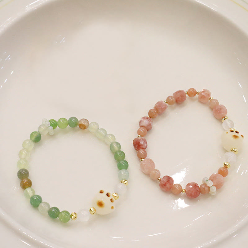 Buddha Stones Green Agate Sun Stone Cat's Eye Bodhi Seed Cat Paw Support Bracelet - image 7