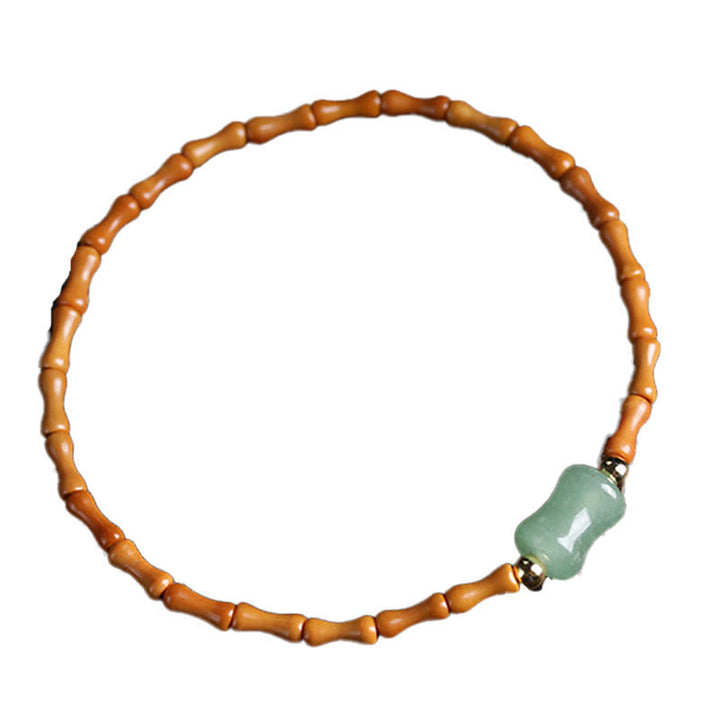 Buddha Stones Natural Olive Pit Green Aventurine Bamboo Pattern Luck Bracelet - image 10