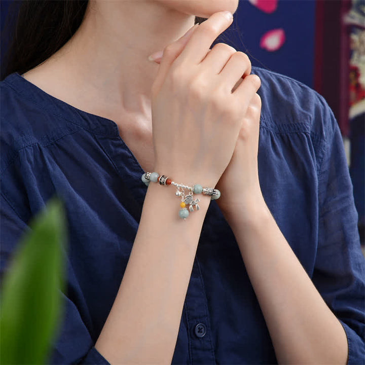 Buddha Stones 925 Sterling Silver Natural Jade Amber PiXiu Pony Success Bracelet - image 2
